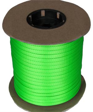 FLAT NYLON WEBBING 3/8 INCH-WIDE NEON GREEN By-The-Spool