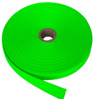 FLAT NYLON WEBBING 3/4 INCH-WIDE NEON GREEN By-The-Yard